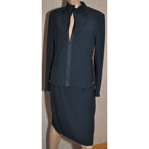 Tailleur Femme T 38/40 Jupe + Veste Bleu Marine Be Marque Pancaldi&b