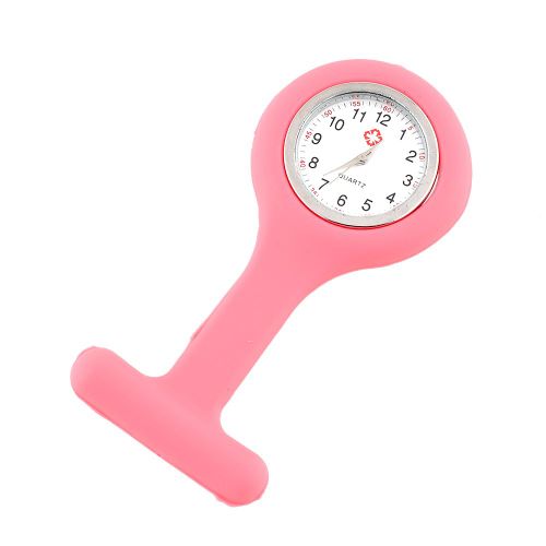 Portable Don Broche Conception Infirmière Type Fob New Silicone Tunique Rose Montre