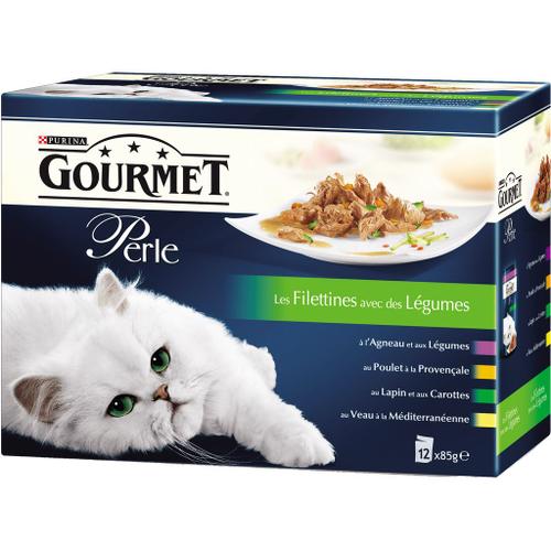 Gourmet - Perle Les Filettines Avec Des Légumes - 12 X 85 G - Sachets Repas Pour Chat Adulte