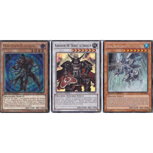 3 Cartes Yu-Gi-Oh: Tidal Secret Rare, Magicien Gagaga Ultimate Rare, Et Karakuri 00