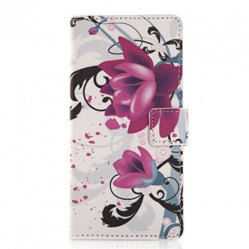 Pochette Pour Samsung Galaxy S5 Fleurs Violettes + Film Protection Écran