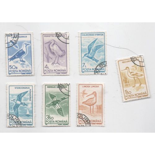 Timbre Timbres Lot De 7 Roumanie Romana Oiseaux Animaux 