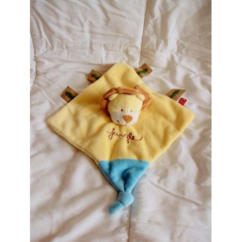 Doudou Lion Jaune   Bleu Jungle Tex