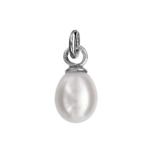 Pendentif Argent Rhodié Perle De Culture D'eau Douce Poire 6mm Blanche