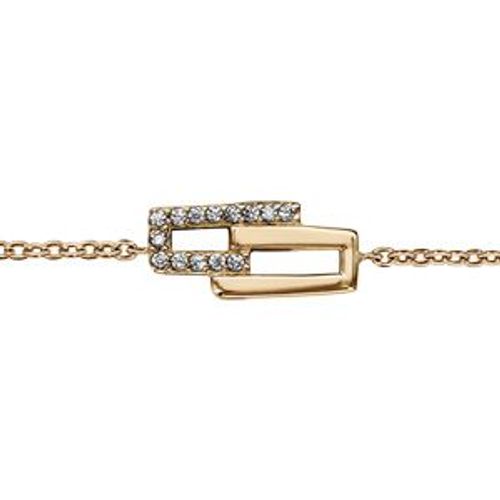 Bracelet Plaqué Or 2 Rectangles Oxydes Blancs 16+2cm