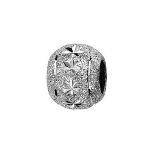 Charms Coulissant Argent Rhodié Boule Pailletée Étoiles 10x5mm