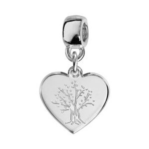 Charms Coulissant Argent Rhodié Coeur Arbre De Vie