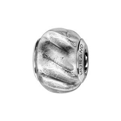 Charms Coulissant Argent Rhodié Verre De Murano Blanc Argenté