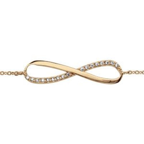 Bracelet Plaqué Or Forme Infini Oxydes Blancs Sertis 16+2cm