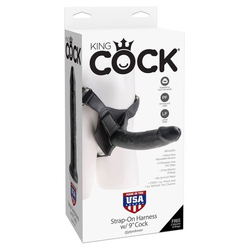 Strap-On Harnais Black - Gode Réaliste 22.9cm - King Cock