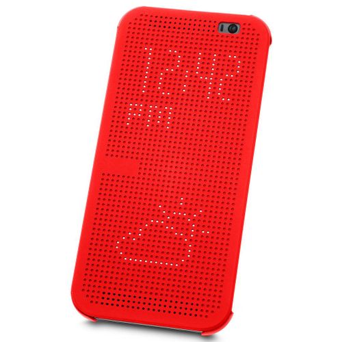 Coque Rouge Htc One M9 Point Dot View Etui À Rabat Case Bumper Hot