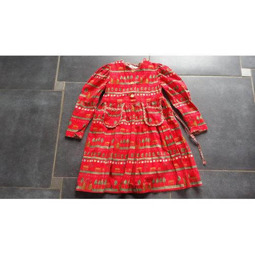 Robe À Manches Longues Coton 116 Rouge Secret Garden