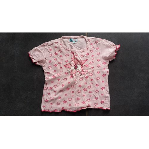 T-Shirt Pyjama Manches Courtes Coton 4 Ans Rose Poney