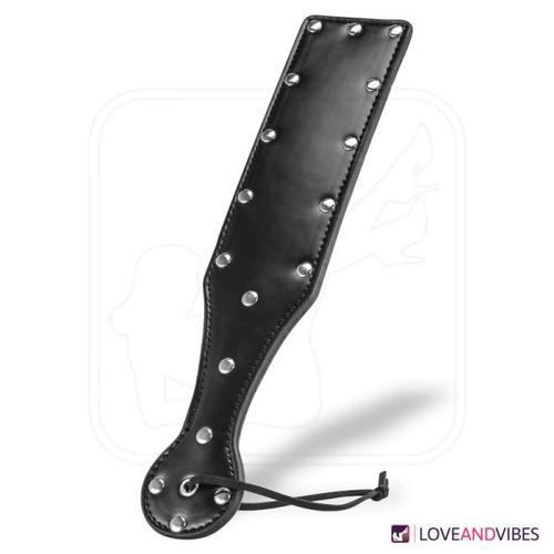 Paddle Bdsm Noir Cuir Et Rivets