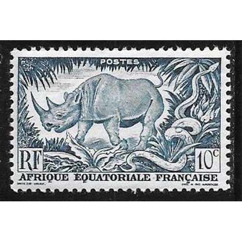 Timbre D'afrique Equatoriale Française De 1947,N°208.Rhinocéros.