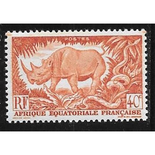 Timbre D'afrique Equatoriale Française De 1947,N°210.Rhinocéros.