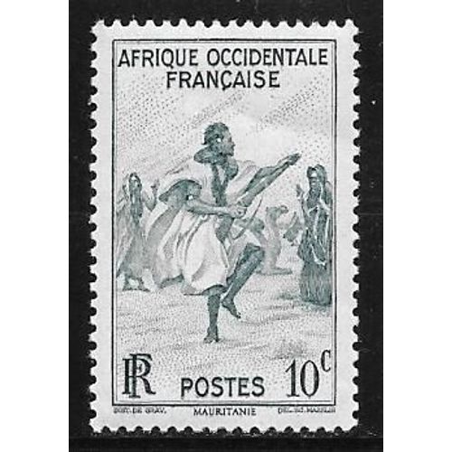 Timbre D'afrique Occidentale Française De 1947,N°24.Danse Des Fusils Dans Le Trarza(Mauritanie).