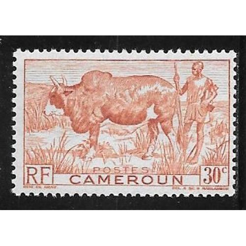 Timbre Du Cameroun De 1946,N°277.Boeuf À Bosse.