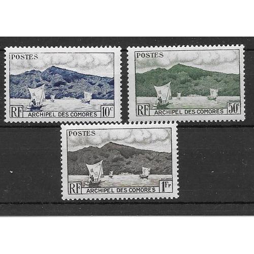 Timbres Des Comores De 1950,N°1 À 3.Baie D'anjouan.