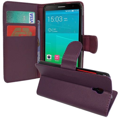 Etui Portefeuille Pour Alcatel Idol 2 S 5.0" Support Video Cuir Pu - Violet