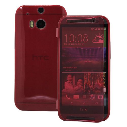 Coque Silicone Pour Htc One (M8) 5.0" Gel Livre Rabat - Rouge