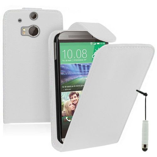 Etui Simili Cuir Pour Htc One (M8) 5.0" - Blanc + Mini Stylet