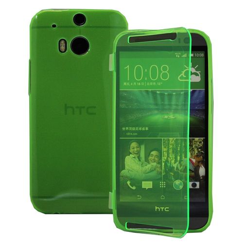 Coque Silicone Pour Htc One (M8) 5.0" Gel Livre Rabat - Vert
