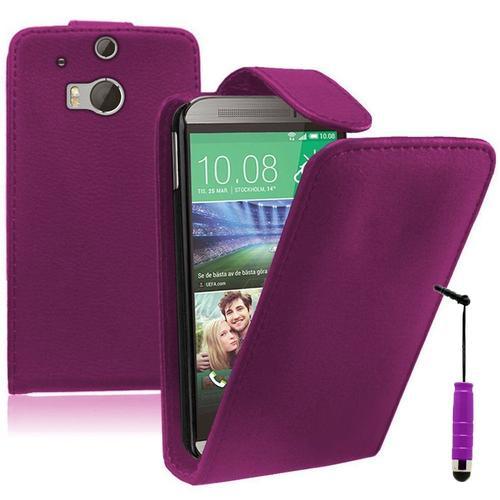 Etui Simili Cuir Pour Htc One (M8) 5.0" - Violet + Mini Stylet