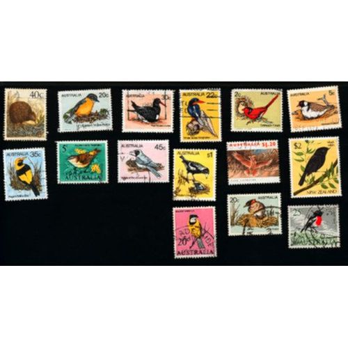 15 Timbre Oiseaux D'océanie (Australlie - Nouvelle Zélande)