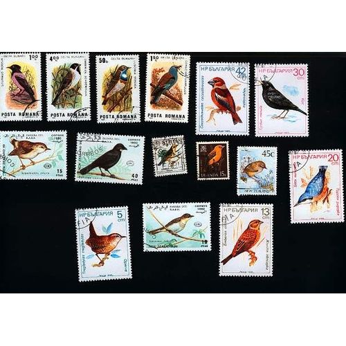 15 Timbres Petits Oiseaux