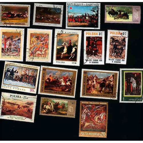 16 Timbres Scénes Equestre