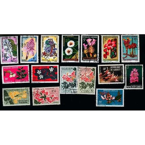 16 Timbres Fleurs Africaines