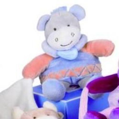 Doudou Et Compagnie Collection Les Pops De Doudou Doudou Zebre Bleu Orange Saumon Avec Mouchoir