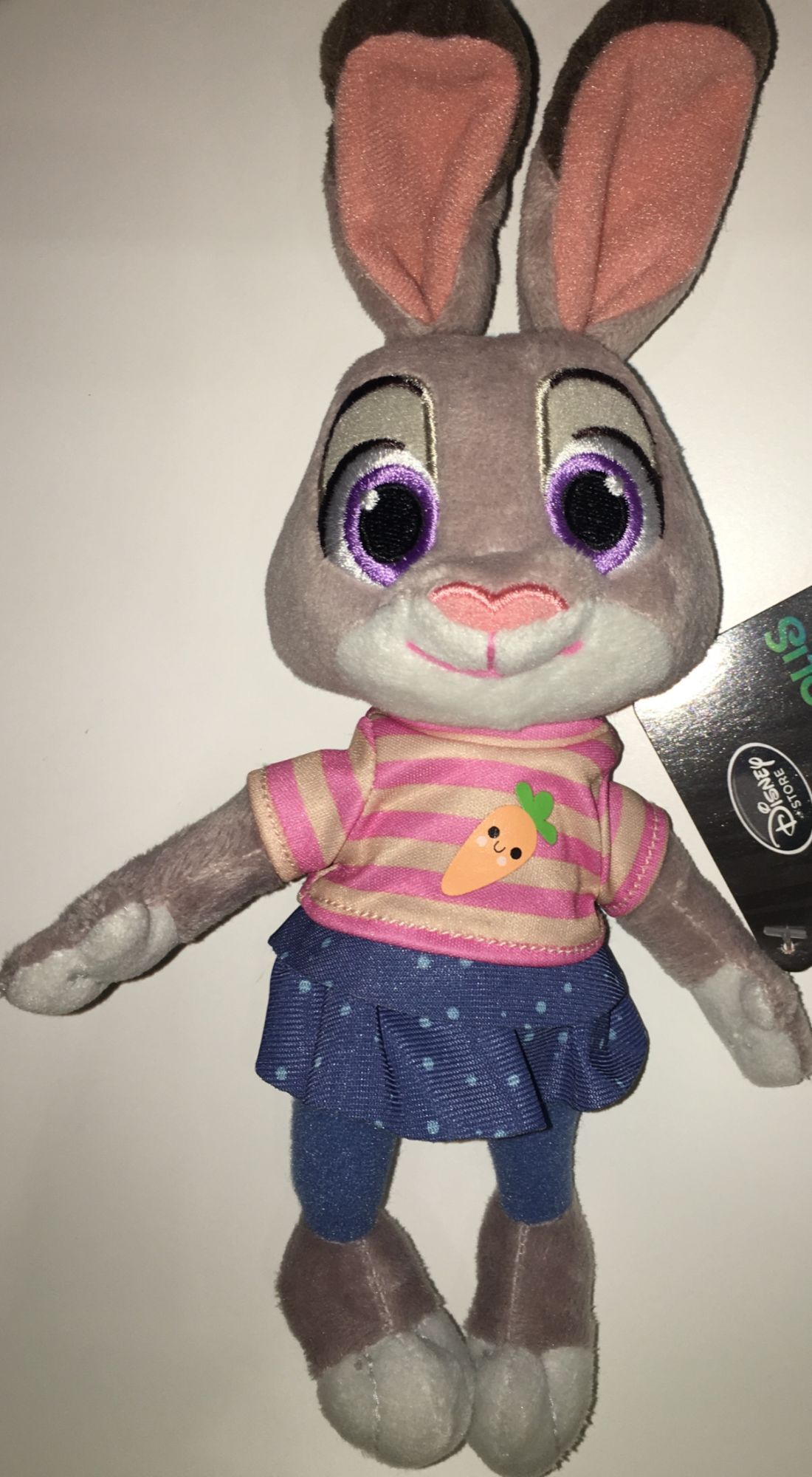 Doudou Lapin Baby Judy Hopps Disney Store Film Dessin Anime Zootropolis Bebe Lapin Gris Rose Carotte Jupe Volant Bleus Rakuten