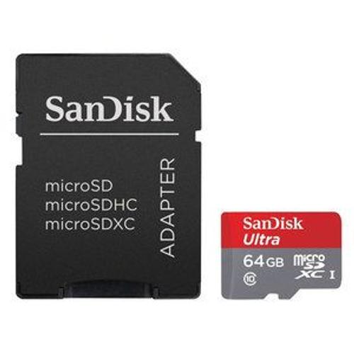 SanDisk Ultra MicroSDXC 64 Go Classe 10 Carte Mémoire pour Android jusqu'à 80 Mo/s + Adaptateur SD FFP