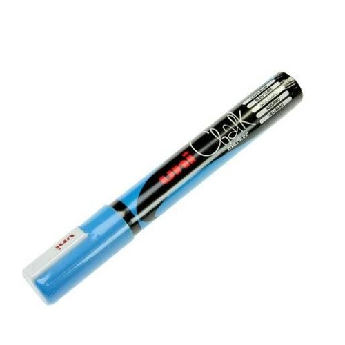 Uni-Ball Lot De 3 Marqueurs Craie Pte Conique Moyenne Chalk Marker Pwe5m 1,8 - 2,5mm Bleu Clair