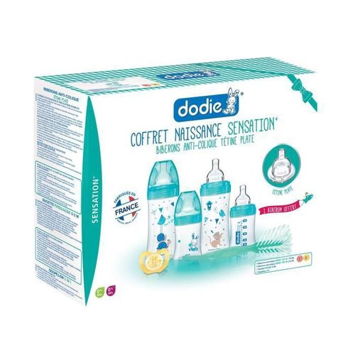 Dodie Coffret Naissance Sensation+ X4 Biberons (2x150ml + 2x270ml) + 1 Goupillon + 1 Sucette Physiologique 0-2 Mois