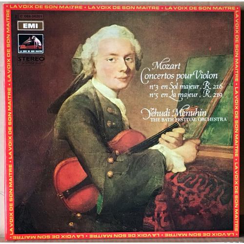 Disque Vinyle Lp 33 Tours - Emi 2c 069-00201 - Yehudi Menuhin - Mozart - "Concertos Pour Violon" : N° 3 En Sol Mineur K 216, N° 5 En La Majeur K 219