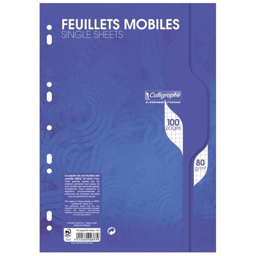Clairefontaine Lot De 10 Pqts 50 Feuillets Mobiles S/Film 21x29,7 100p Q.5x5 80g