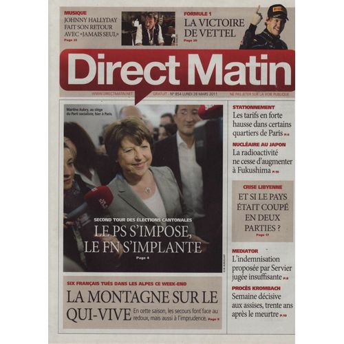 Direct Matin (Quotidien) / 28-03-2011 N°854 : Johnny Hallyday (3/4p) - Britney Spears (1/2p)
