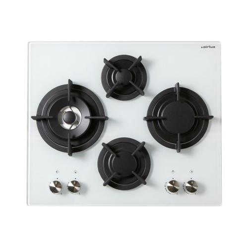 Airlux AV685HWH - Table de cuisson au gaz - 4 plaques de cuisson - Niche - largeur : 55 cm - profondeur : 47 cm - Blanc verre