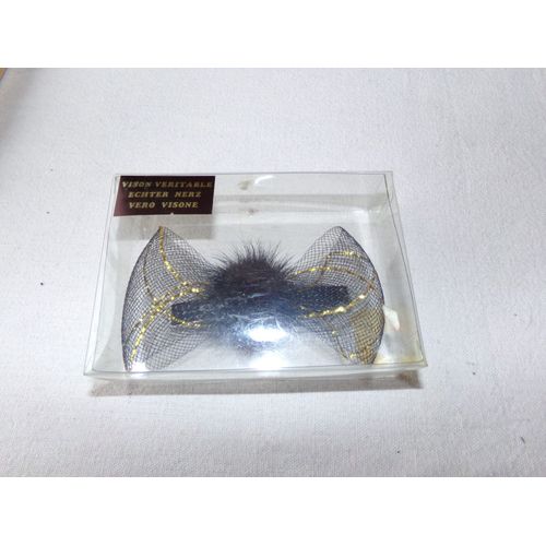 Barette Ancienne À Cheveux / Accessoire De Mode Vison Véritable Etat Neuf