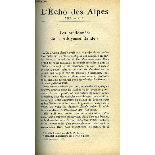 L'echo Des Alpes - Publication Des Sections Romandes Du Club Alpin Suisse N°6 - Les Randonnees De La Joyeuse Bande Par Ad. Yersin, Une Tentative D'ascension A L'aiguille Verte En 1856