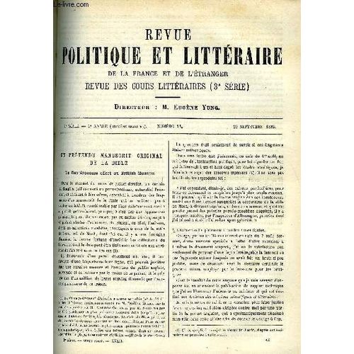 La Revue Politique Et Litteraire 3e Annee - 2e Semestre N°13 - Un Pretendu Manuscrit Original De La Bible Par Ch. Clermont-Ganneau, Paris Sous La Terreur Par Francisque Bouillier, Mariette ...
