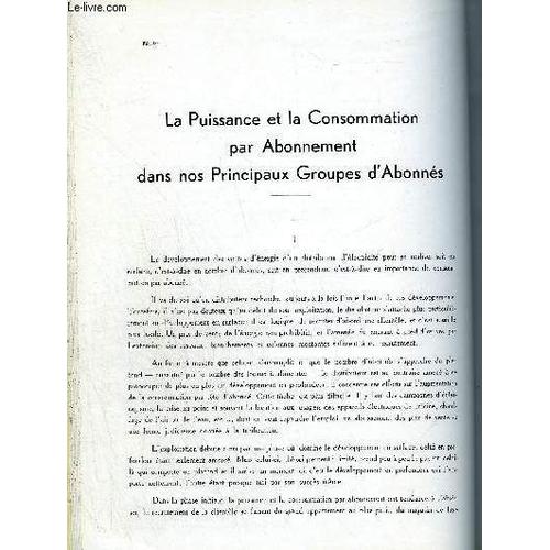 Bulletin De La C.P.D.E N°2 Fevrier 1935 - La Puissance Et La Consommation Par Abonnement Dans Nos Principaux Groupes D'abonnés - Graphique Emploi Domestiques - Tableau Éclairage Commercial ...