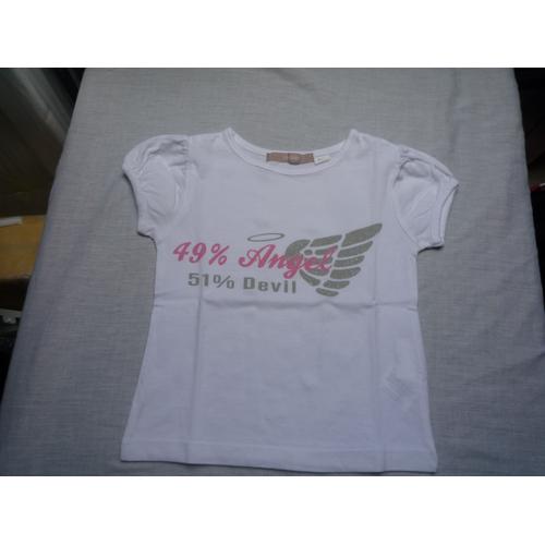 T-Shirt 3 Blanc "49% Angel", 24 Mois