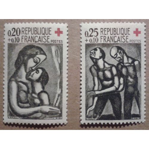 Timbres France Yt N° 1323 Et 1324 Croix Rouge 0,20+0,10 Et 0,25+0,10 Francs Rouault-Piel