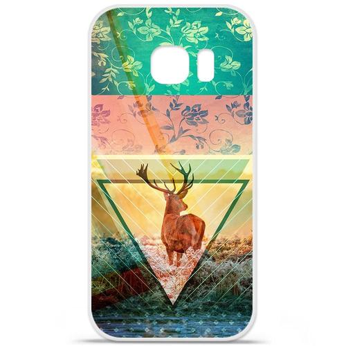 Etui Coque Housse Design Samsung Galaxy S6 Edge Plusen Silicone Gel Protection Arrière - Cerf Hipster Nature