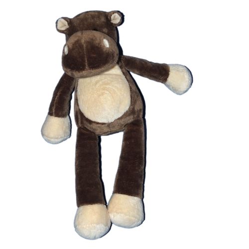 Doudou Peluche Hippopotame. Marron Beige. Nicotoy. H 26 Cm