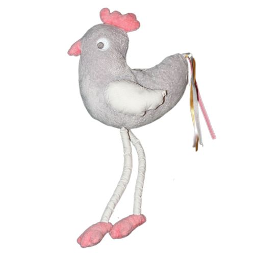 Doudou Peluche Poule Grise Obaibi 36 Cm